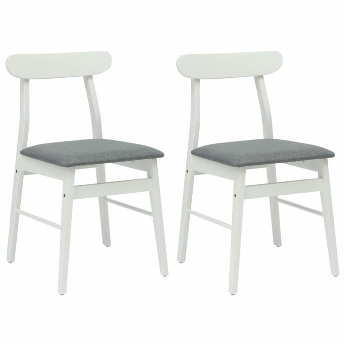 Scaun de sufragerie 2 pcs Alb și gri Lemn Solid de Cauciuc - WALTI WALTI