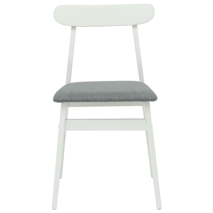 Scaun de sufragerie 2 pcs Alb și gri Lemn Solid de Cauciuc - WALTI WALTI
