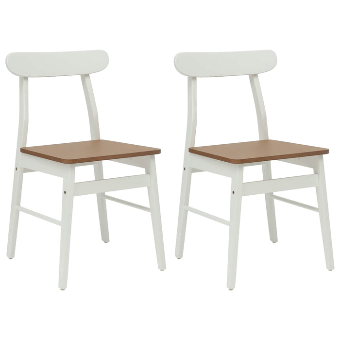 Scaun de sufragerie 2 pcs Alb și Natural Lemn Solid de Cauciuc - WALTI WALTI