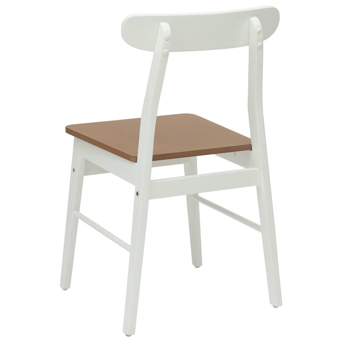 Scaun de sufragerie 2 pcs Alb și Natural Lemn Solid de Cauciuc - WALTI WALTI