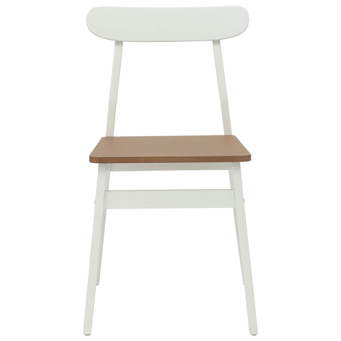 Scaun de sufragerie 2 pcs Alb și Natural Lemn Solid de Cauciuc - WALTI WALTI