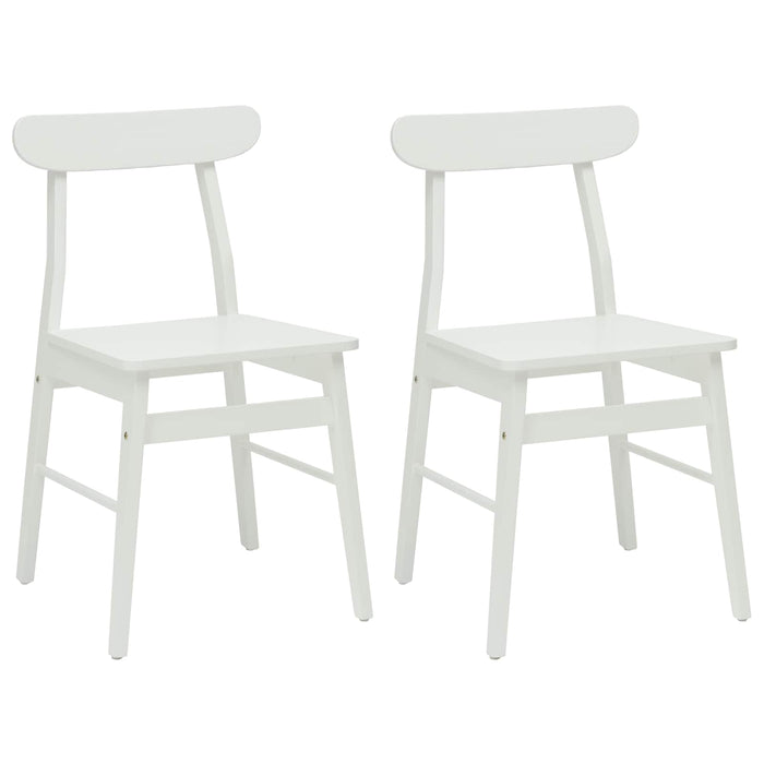Scaun de sufragerie 2 pcs Alb Lemn Solid de Cauciuc - WALTI WALTI