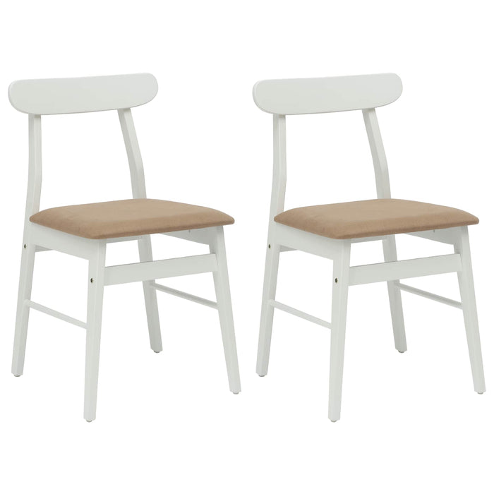 Scaun de sufragerie 2 pcs Alb și maro Lemn Solid de Cauciuc - WALTI WALTI