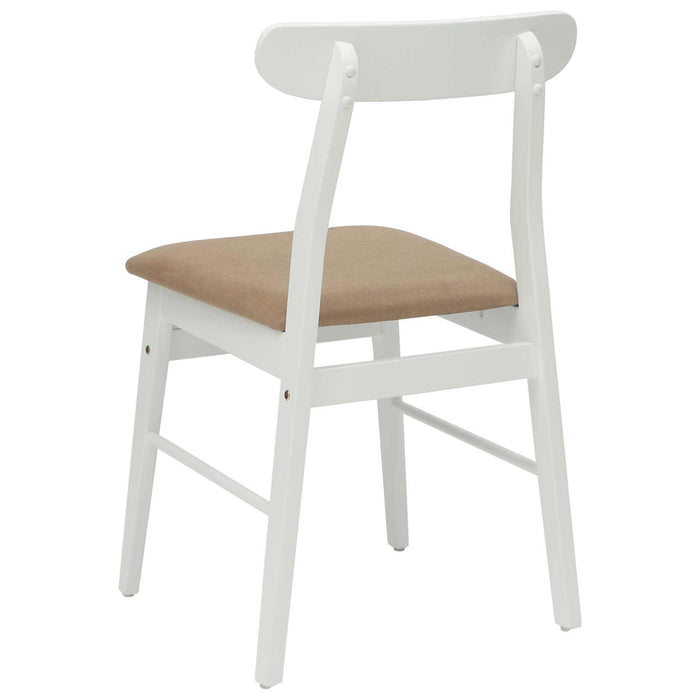 Scaun de sufragerie 2 pcs Alb și maro Lemn Solid de Cauciuc - WALTI WALTI