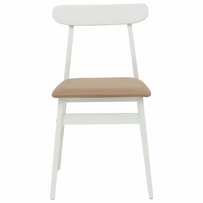Scaun de sufragerie 2 pcs Alb și maro Lemn Solid de Cauciuc - WALTI WALTI