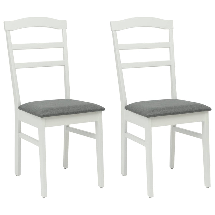 Scaun de sufragerie 2 pcs Alb și gri Lemn Solid de Cauciuc - WALTI WALTI
