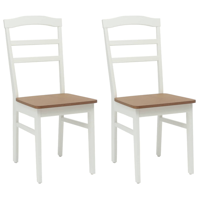 Scaun de sufragerie 2 pcs Alb și Natural Lemn Solid de Cauciuc - WALTI WALTI