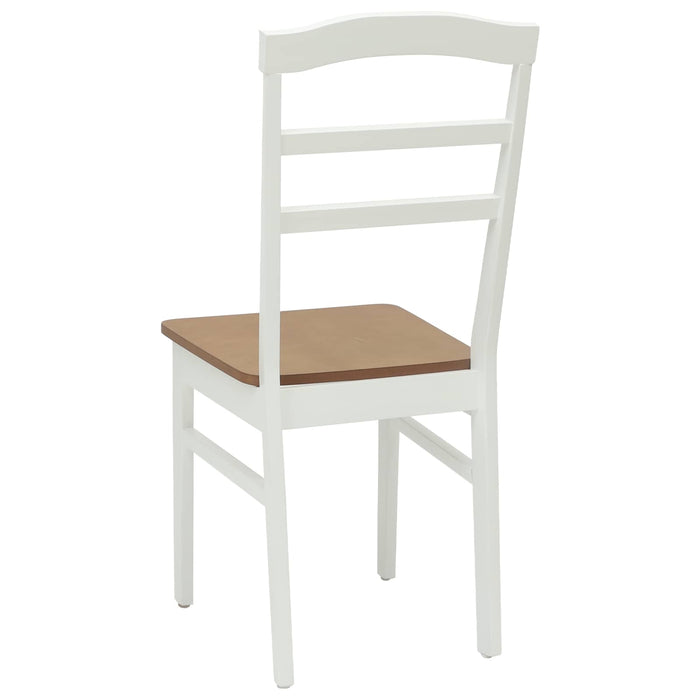 Scaun de sufragerie 2 pcs Alb și Natural Lemn Solid de Cauciuc - WALTI WALTI