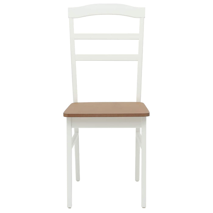 Scaun de sufragerie 2 pcs Alb și Natural Lemn Solid de Cauciuc - WALTI WALTI