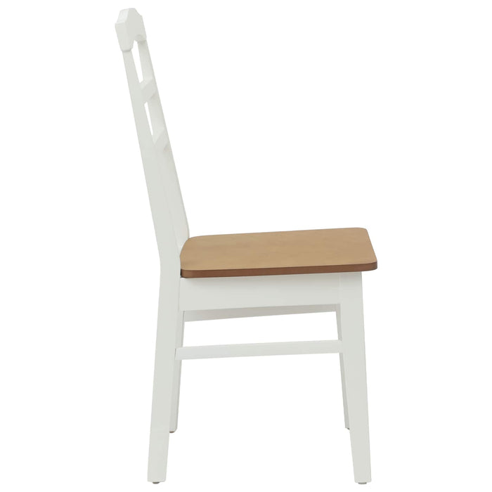 Scaun de sufragerie 2 pcs Alb și Natural Lemn Solid de Cauciuc - WALTI WALTI