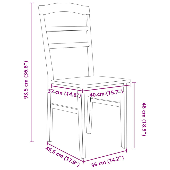 Scaun de sufragerie 2 pcs Alb Lemn Solid de Cauciuc - WALTI WALTI