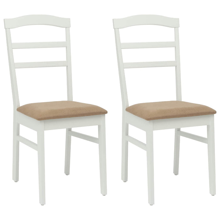 Scaun de sufragerie 2 pcs Alb și maro Lemn Solid de Cauciuc - WALTI WALTI