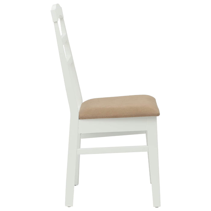 Scaun de sufragerie 2 pcs Alb și maro Lemn Solid de Cauciuc - WALTI WALTI