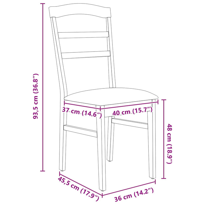 Scaun de sufragerie 2 pcs Alb și maro Lemn Solid de Cauciuc - WALTI WALTI