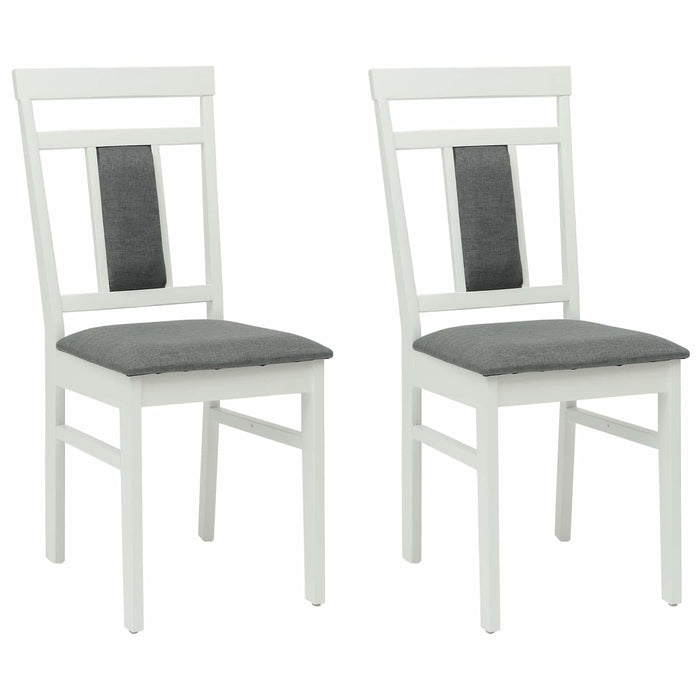 Scaun de sufragerie 2 pcs Alb și gri Lemn Solid de Cauciuc - WALTI WALTI