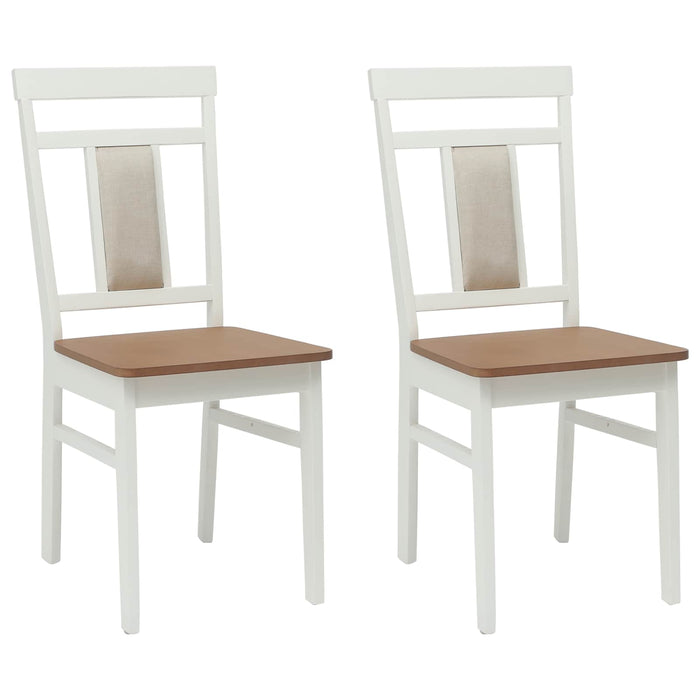 Scaun de sufragerie 2 pcs Alb și Natural Lemn Solid de Cauciuc - WALTI WALTI
