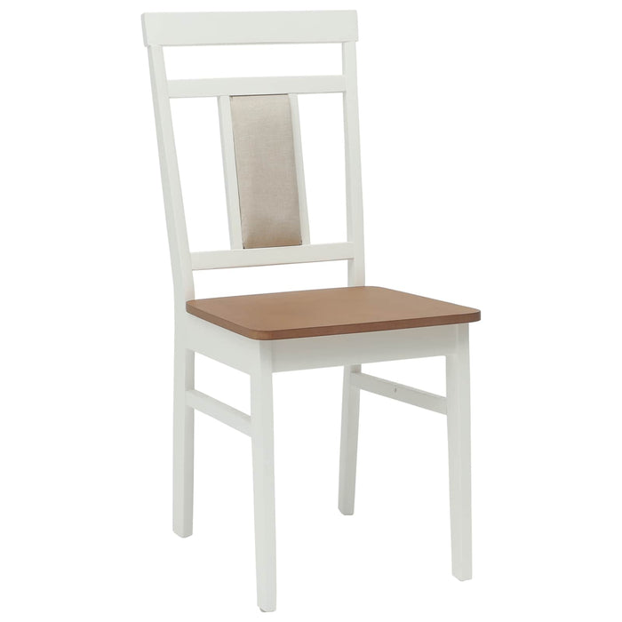 Scaun de sufragerie 2 pcs Alb și Natural Lemn Solid de Cauciuc - WALTI WALTI