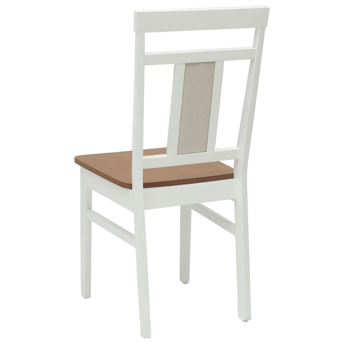 Scaun de sufragerie 2 pcs Alb și Natural Lemn Solid de Cauciuc - WALTI WALTI