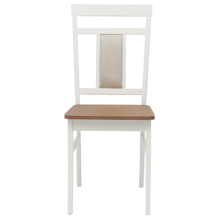 Scaun de sufragerie 2 pcs Alb și Natural Lemn Solid de Cauciuc - WALTI WALTI