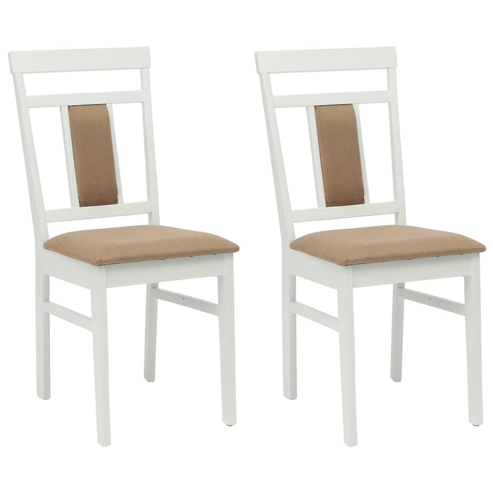 Scaun de sufragerie 2 pcs Alb și maro Lemn Solid de Cauciuc - WALTI WALTI
