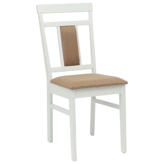 Scaun de sufragerie 2 pcs Alb și maro Lemn Solid de Cauciuc - WALTI WALTI