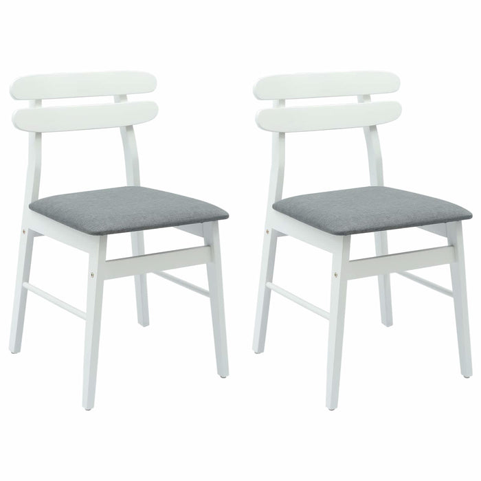 Scaun de sufragerie 2 pcs Alb și gri Lemn Solid de Cauciuc - WALTI WALTI