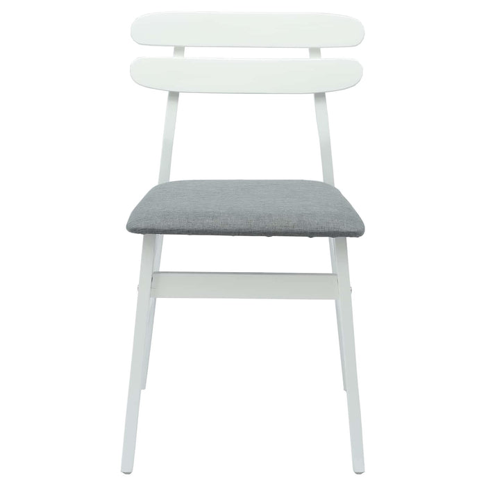 Scaun de sufragerie 2 pcs Alb și gri Lemn Solid de Cauciuc - WALTI WALTI
