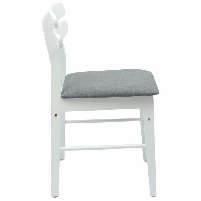 Scaun de sufragerie 2 pcs Alb și gri Lemn Solid de Cauciuc - WALTI WALTI