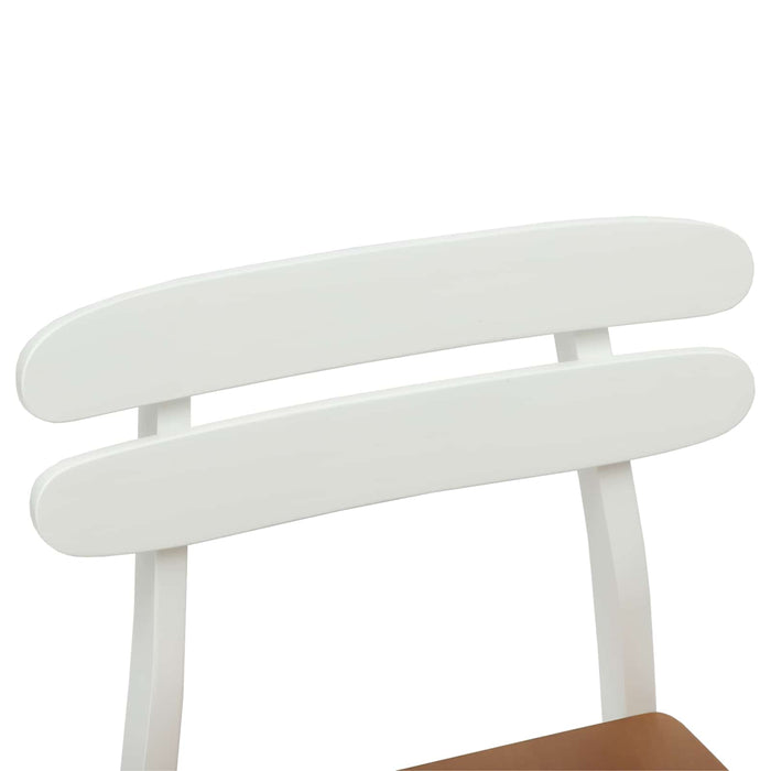 Scaun de sufragerie 2 pcs Alb și Natural Lemn Solid de Cauciuc - WALTI WALTI