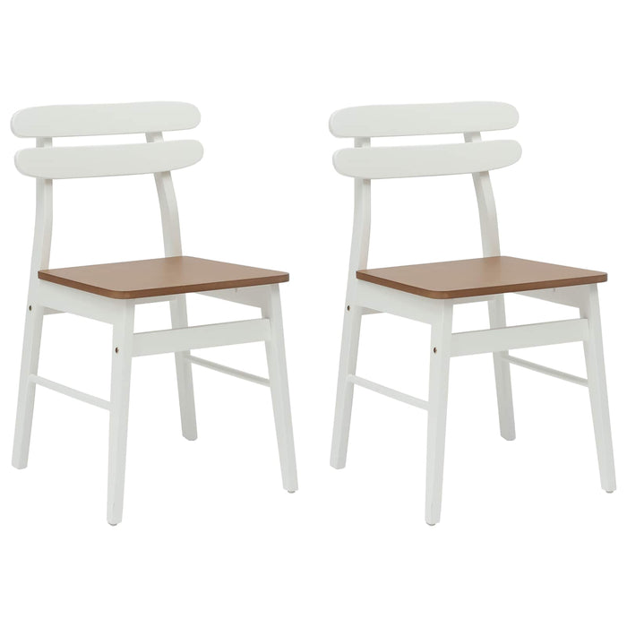 Scaun de sufragerie 2 pcs Alb și Natural Lemn Solid de Cauciuc - WALTI WALTI