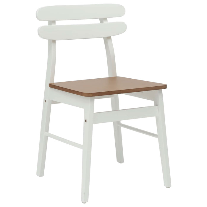 Scaun de sufragerie 2 pcs Alb și Natural Lemn Solid de Cauciuc - WALTI WALTI