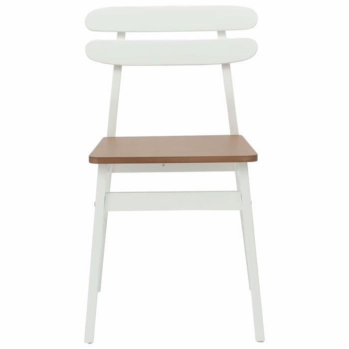 Scaun de sufragerie 2 pcs Alb și Natural Lemn Solid de Cauciuc - WALTI WALTI