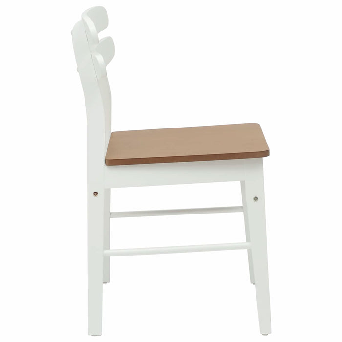 Scaun de sufragerie 2 pcs Alb și Natural Lemn Solid de Cauciuc - WALTI WALTI