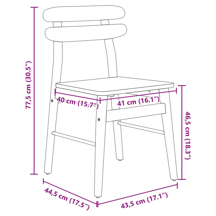 Scaun de sufragerie 2 pcs Alb Lemn Solid de Cauciuc - WALTI WALTI