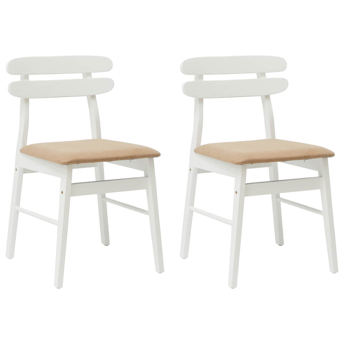 Scaun de sufragerie 2 pcs Alb și maro Lemn Solid de Cauciuc - WALTI WALTI