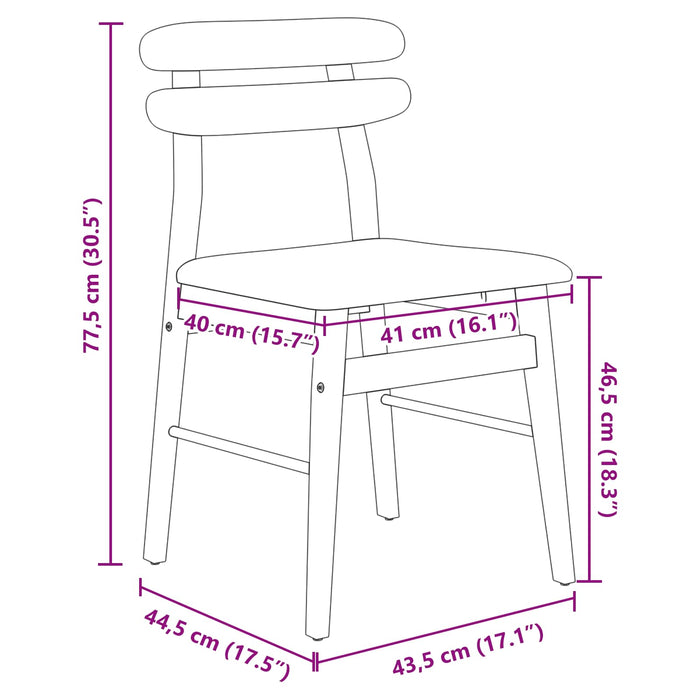 Scaun de sufragerie 2 pcs Alb și maro Lemn Solid de Cauciuc - WALTI WALTI