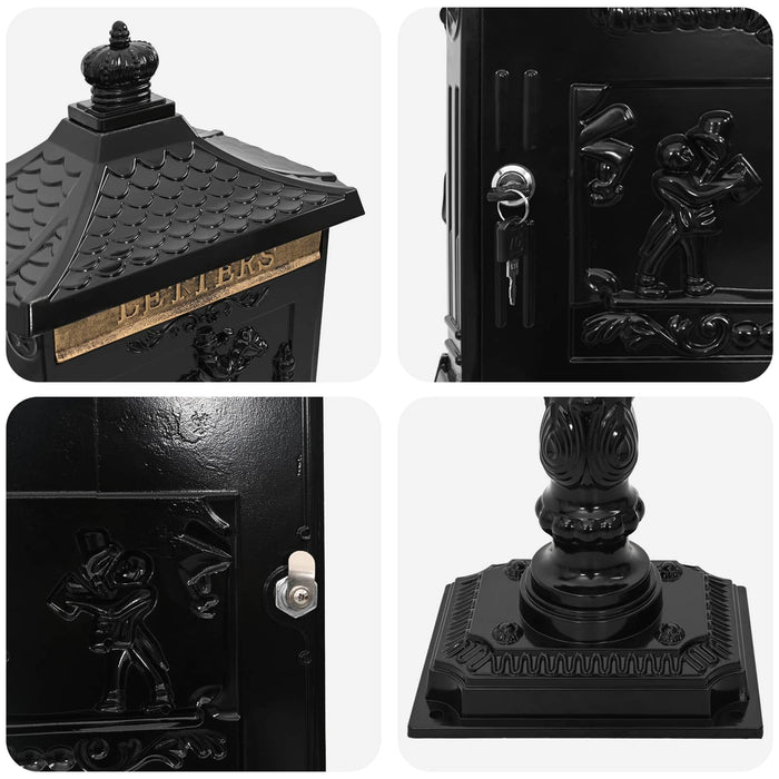 Cutie poștală cu suport cu ușă Negru 42,5 x 29,5 x 117 cm - WALTI WALTI