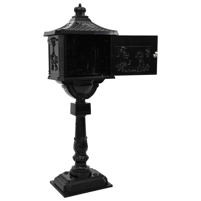 Cutie poștală cu suport cu ușă Negru 42,5 x 29,5 x 117 cm - WALTI WALTI