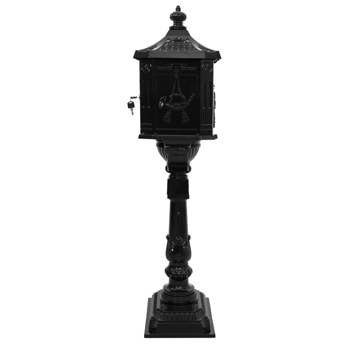 Cutie poștală cu suport cu ușă Negru 42,5 x 29,5 x 117 cm - WALTI WALTI