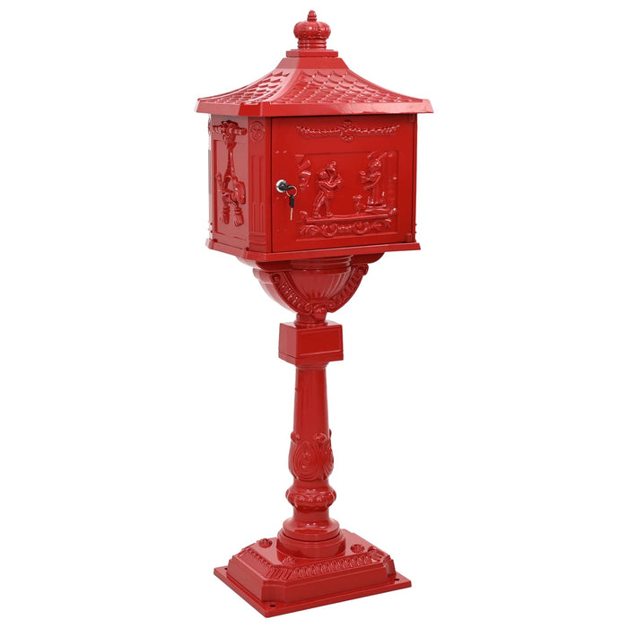 Cutie poștală cu suport cu depozitare Roșu 42,5 x 29,5 x 117 cm - WALTI WALTI