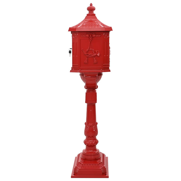 Cutie poștală cu suport cu depozitare Roșu 42,5 x 29,5 x 117 cm - WALTI WALTI