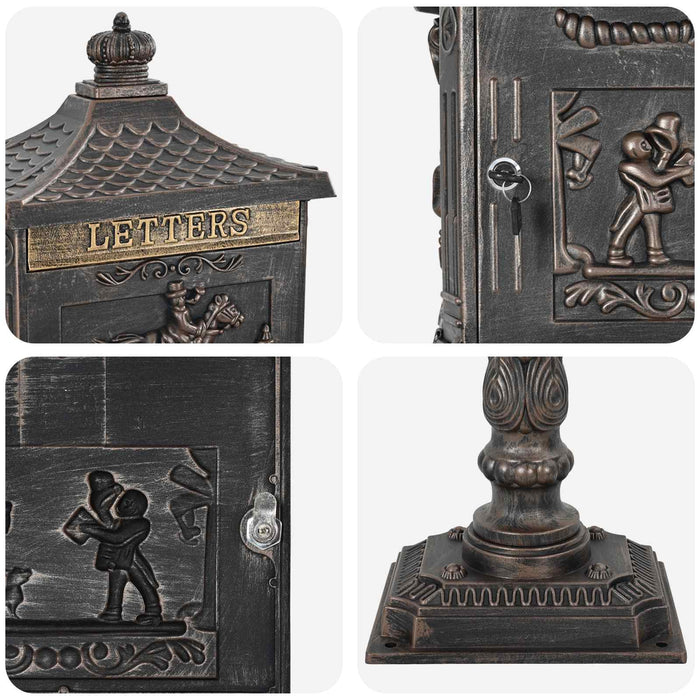 Cutie poștală cu suport cu ușă Bronz 42,5 x 29,5 x 117 cm - WALTI WALTI