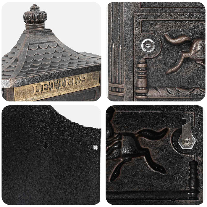Cutie Poștală Montată pe Perete cu ușă Bronz 40,5 x 16 x 45 cm - WALTI WALTI