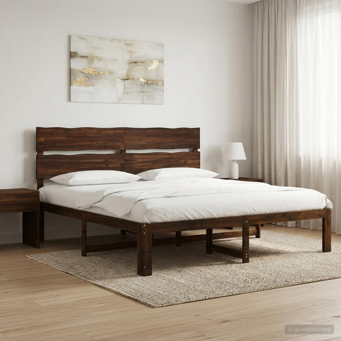 Cadru de pat dublu cu spătar ROSTOCK Maro închis 180 x 200 cm WALTI