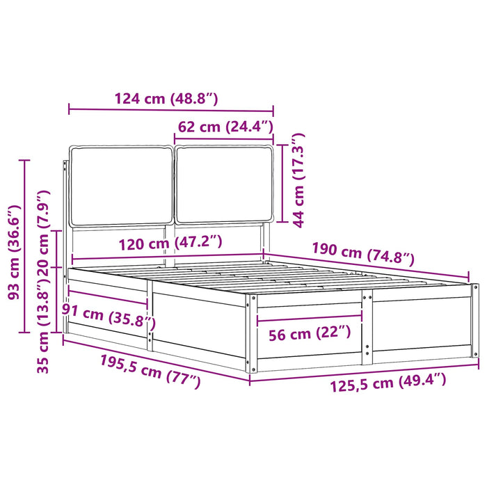 Cadru de pat cu tăblie tapițată cu headboard Negru 120 x 190 cm - WALTI WALTI