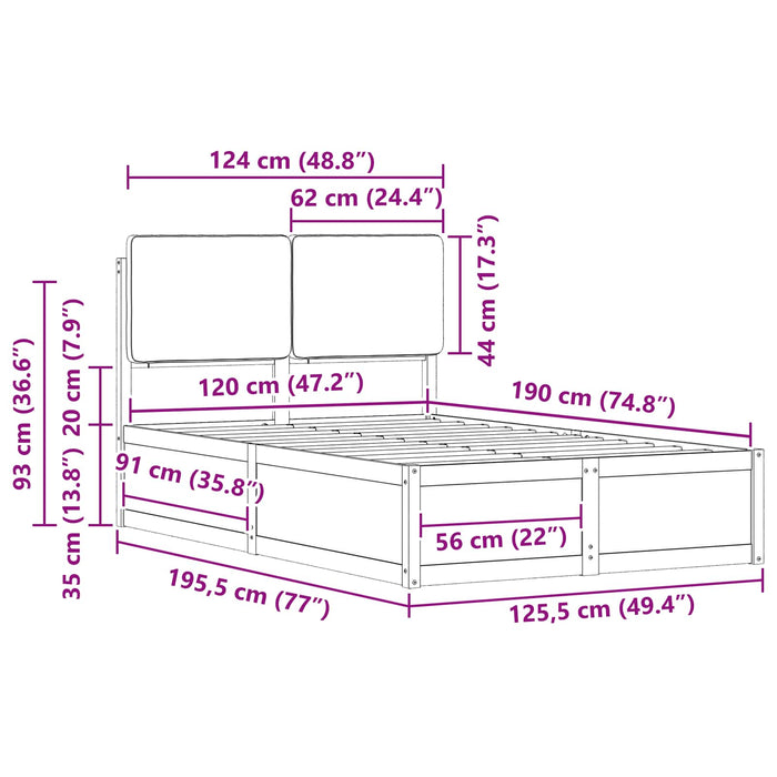 Cadru de pat cu tăblie tapițată cu headboard Negru 120 x 190 cm - WALTI WALTI