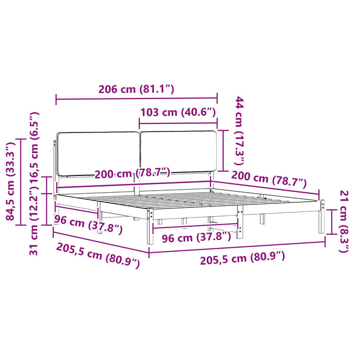Cadru de pat cu tăblie tapițată Gri închis 200 x 200 cm - WALTI WALTI