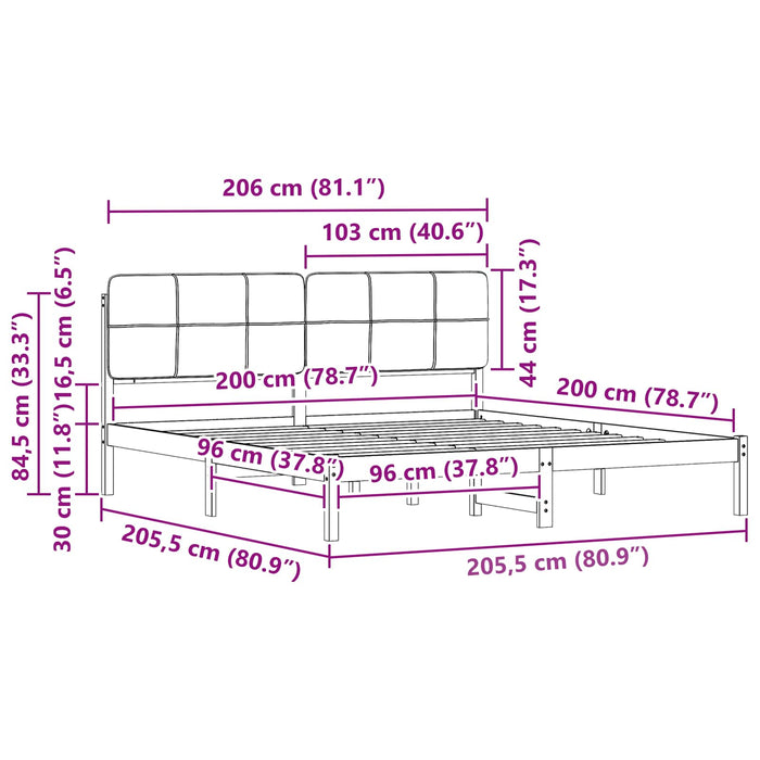 Cadru de pat cu tăblie tapițată Gri deschis 200 x 200 cm - WALTI WALTI