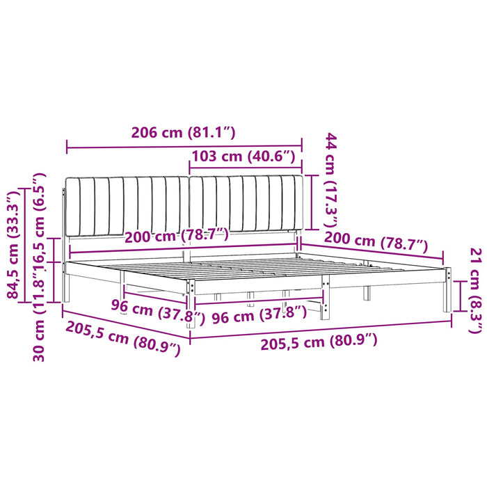 Cadru de pat cu tăblie tapițată Gri închis 200 x 200 cm - WALTI WALTI