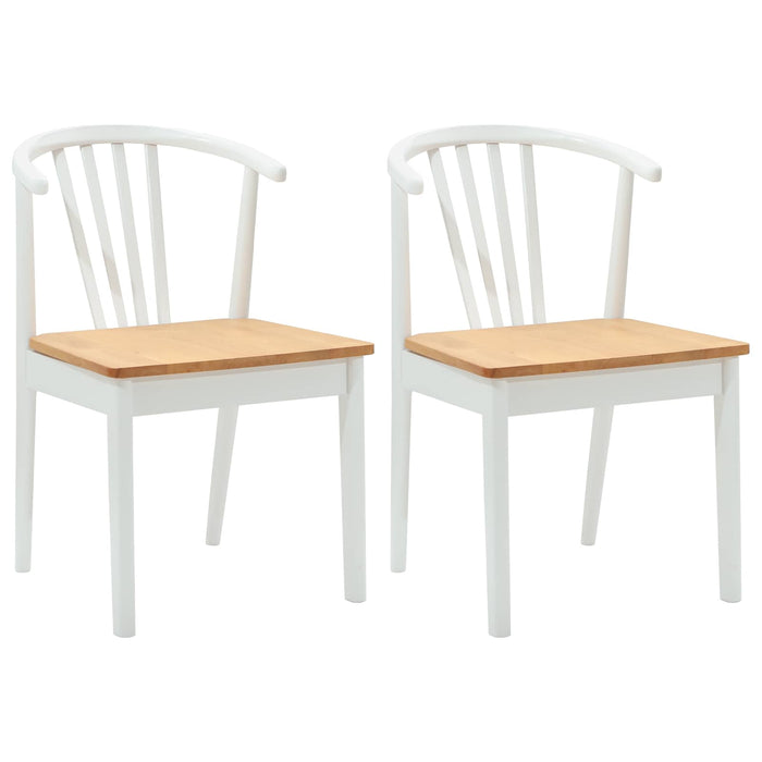 Scaun de sufragerie 2 pcs alb și natural Lemn de cauciuc solid - WALTI WALTI